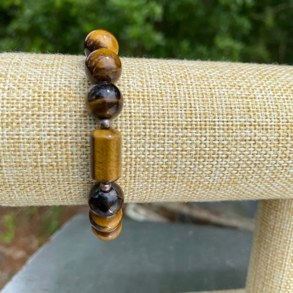 Brown Stone Beaded Bracelet - Picture 2 of 5